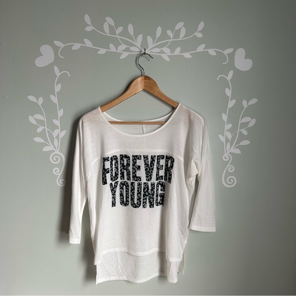 Forever Young White & Leopard Print Top From Jessica Simpson Size M - Picture 1 of 6